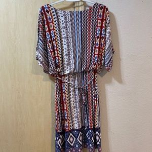 Women Medium Gorgeous Gypsy Boho Cold Shoulder South Western Style MIDI Dress